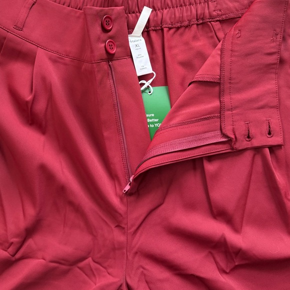 Halara Red Flex High Waisted Zipper Pocket Shirred Straight Leg Work Pants XL - Picture 7 of 13